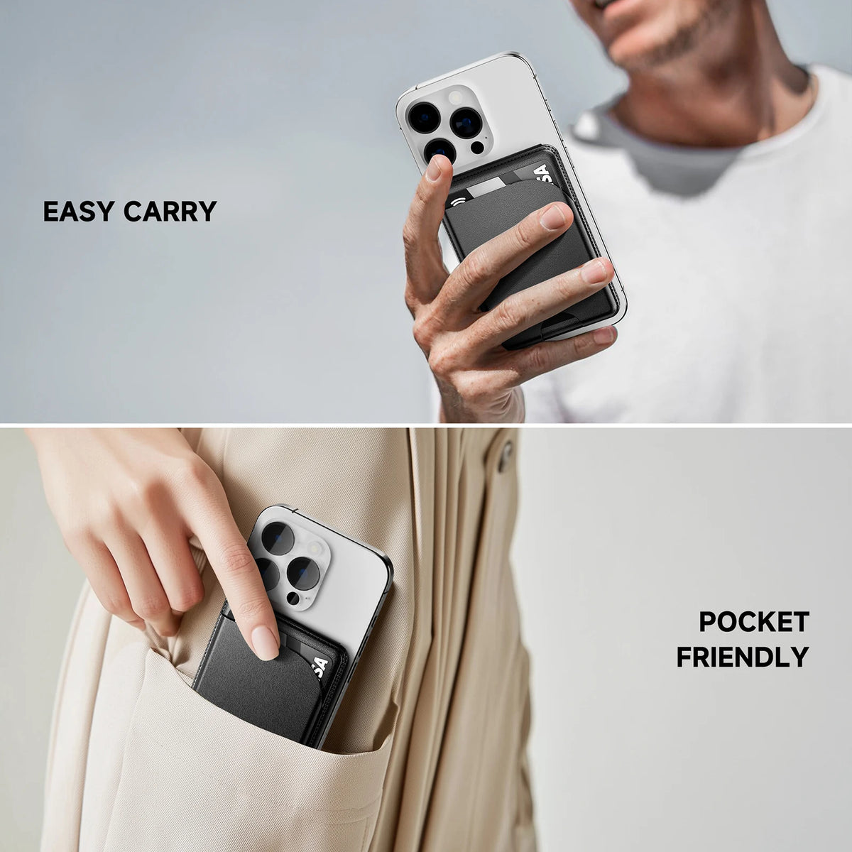 GripSway™ Leather Wallet Stand — MagSafe