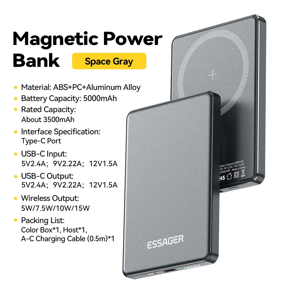 GripSway™ Slim Magnetic Power Bank — 5000mAh